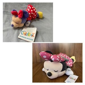 NEW Set of Disney Cuddleez Minnie Mouse Soft Squish Pillow Large Plush & Mini